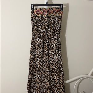 Cheetah Print Strapless Maxi Dress